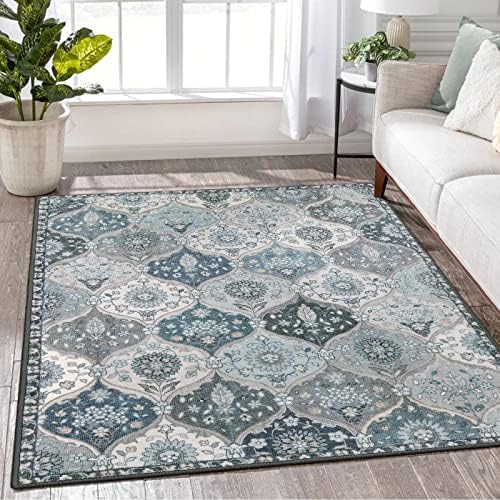 Lahome Moroccan Machine Washable Area Rugs, 4x6 Rug for Living Room Bedroom