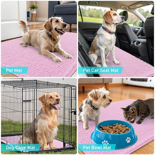 OLANLY Dog Door Mat for Muddy Paws 54x24, Super Absorbent Chenille Mud Mat
