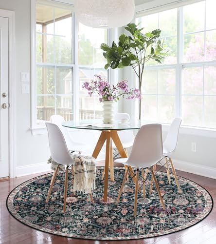 Lahome Moroccan Washable Round Area Rug, Soft Round Rugs 6ft Ultra-Thin