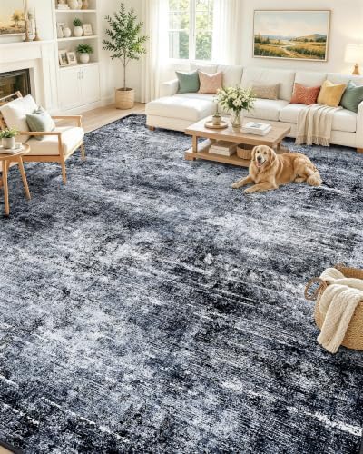 OLANLY 9x12 Washable Area Rug, Soft Non Slip Carpet for Bedroom Living Room