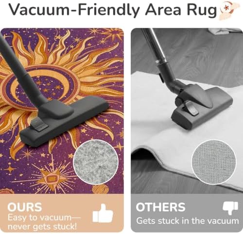 Vacuum-Friendly, 6x9 Washable Area Rug, Purple Red Gold