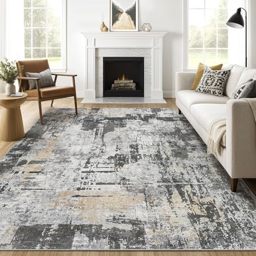 LOONGRUG 8x10 Area Rugs Washable Large Neutral Modern Living Room Rug