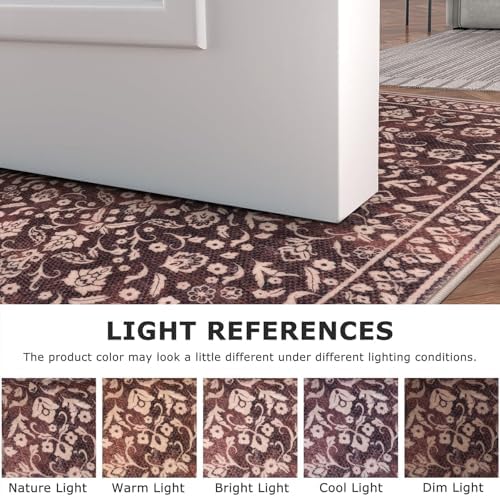Vintage Washable Rugs for Entryway 3x5 Area Rug Non Slip Door Mat