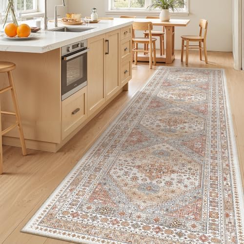 zesthome 3x12 Runner Rug Non Slip,Washable Hallway Runner Rug,Orange