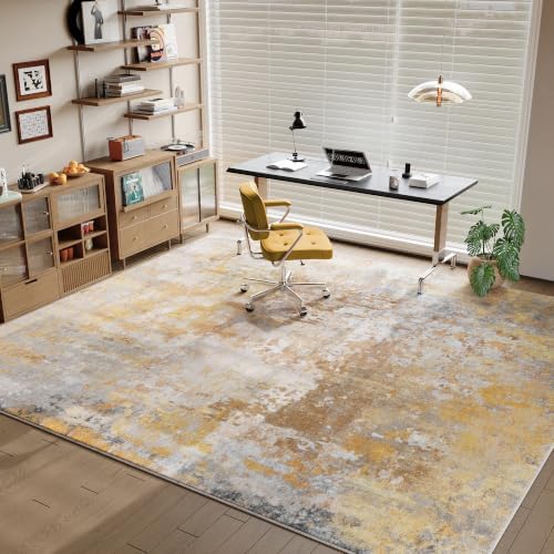 Beige Gold Washable Rug 5x7 Area Rugs for Living Room Bedroom Carpet