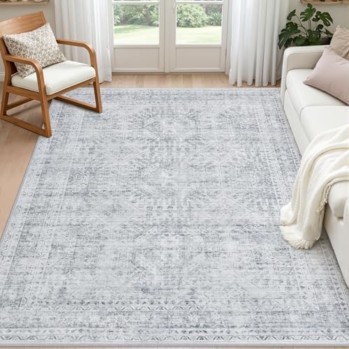 8x8 Area Rugs Living Room: Bedroom Neutral Washable Carpet Gray