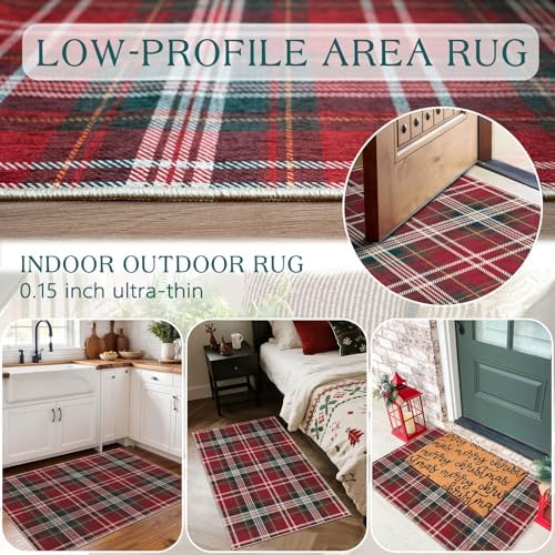 Christmas Plaid Outdoor Rug 28"x43" Front Door Mat Outside Entrance