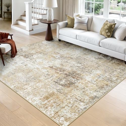 RELEANY Washable Square 8'x8' Area Rug for Living Room Neutral Brown