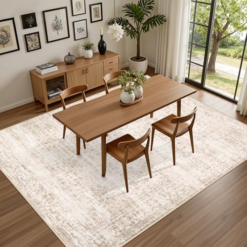 4x6 Area Rugs Living Room: Washable Rug for Bedroom Beige Brown