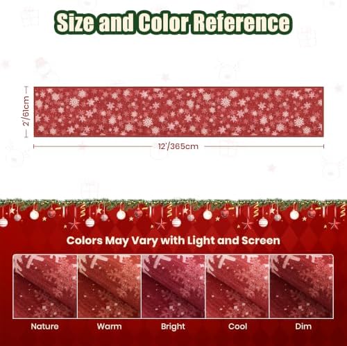 2x12 Christmas Runner Rug for Hallway,Washable Kitchen Rugs,Red