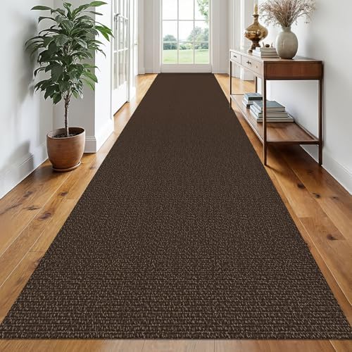 EARTHALL Washable Runner Rug, Non Slip Hall Runner, 3x20 Ft, Brown/Coffee