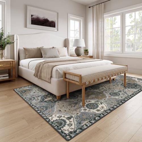 Lahome Moroccan Washable Living Room Rug, 5x8 Rugs for Bedroom Dining Room