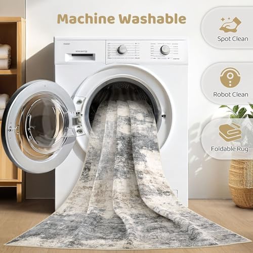 LOONGRUG 9x12 Area Rug Washable Large Neutral Modern Living Room Rugs