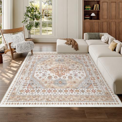 zesthome 5x5 Rug for Living Room,Large Washable Rug,Orange