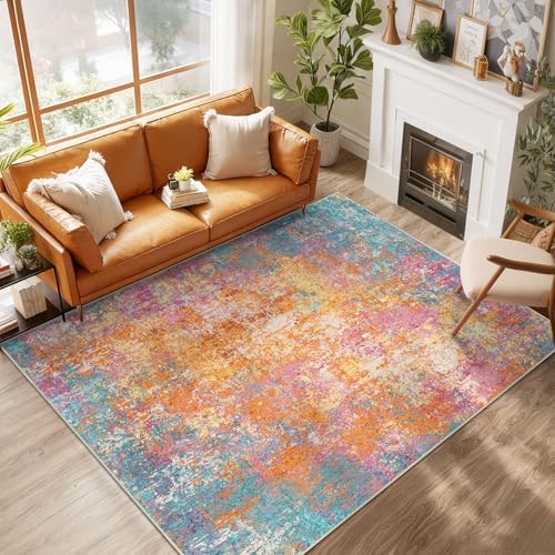 RELEANY Washable 8'x10' Abstract Area Rug for Living Room Starlight