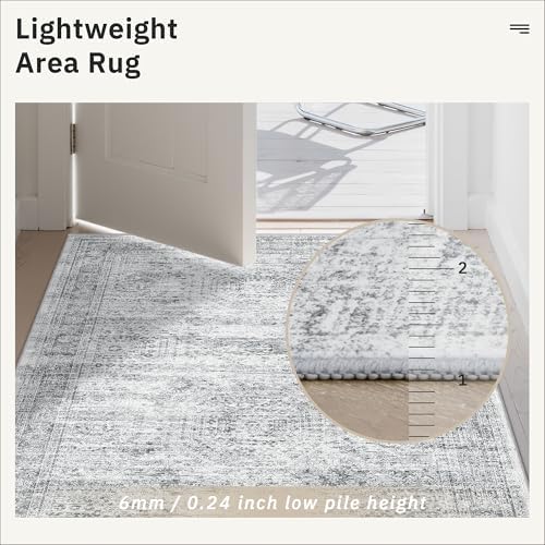 Soalmost Washable Hallway Runner Rug 3x20 Kitchen Entry Rugs Non-Slip, Grey