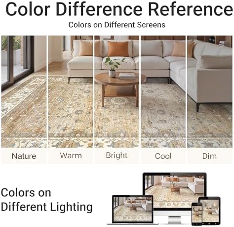 befbee Washable 5x7 Area Rug Non Slip Stain Resistant Rug for Living Room
