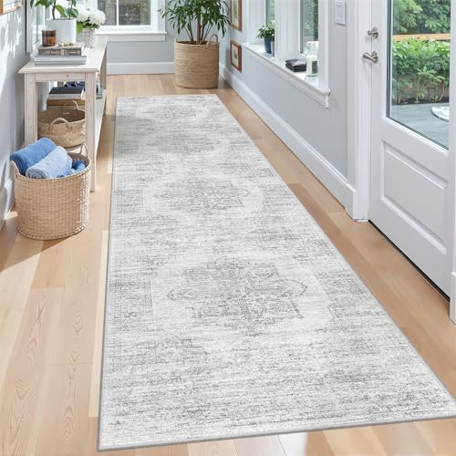 2x8 Runner Rug Non Slip,Washable Hallway Runner Rug,Grey