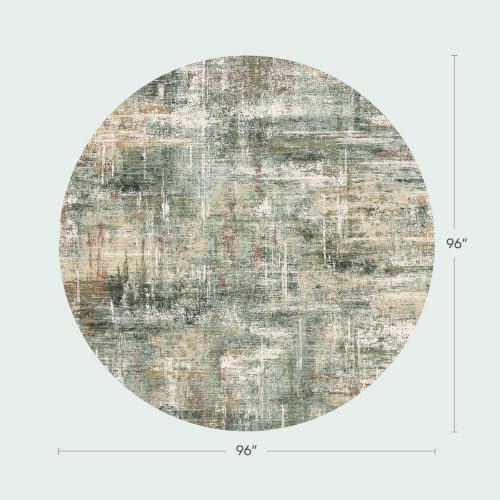 Lofus 8ft Area Rug for Living Room,Abstract Washable Rugs,Coffee/Green