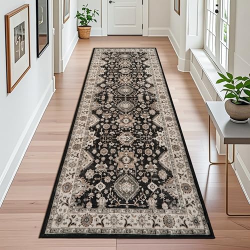 Washable Hallway Runner Rug 4x12: Non Slip Runner Rugs with Rubber Backing