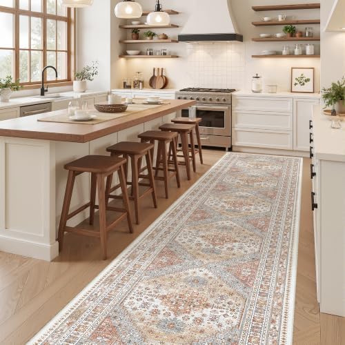 zesthome 3x14 Runner Rug Non Slip,Washable Hallway Runner Rug,Orange