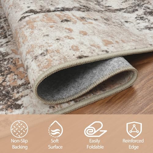 9x12 Area Rugs for Living Room Washable Bedroom Dining Room Brown Beige