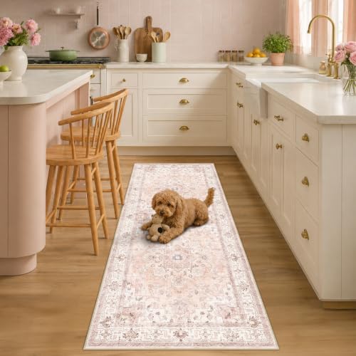 CAPALOCA Runner 2x10 Washable Nursery Girls Low Pile Area Rug Pink
