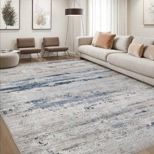 DMOYEST Area Rug Living Room Rugs 9x12 Washable Abstract Brown Bluish