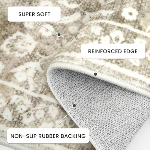 Washable Vintage 2x8 Runner Rug Non Slip Runners for Hallway