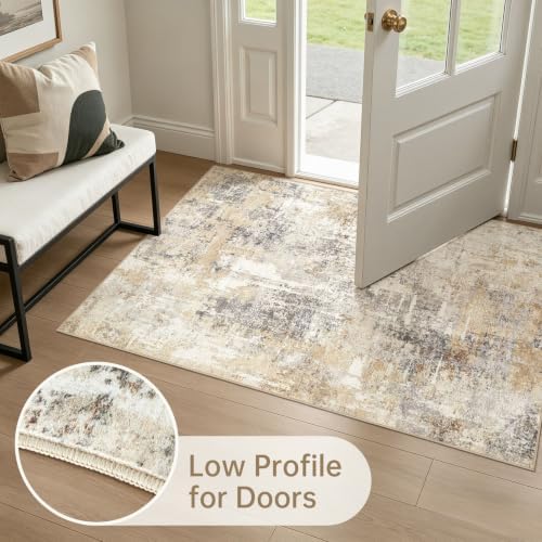 LOONGRUG Runner Rug 2x4 Washable Non-Slip Neutral Modern Abstract Rug