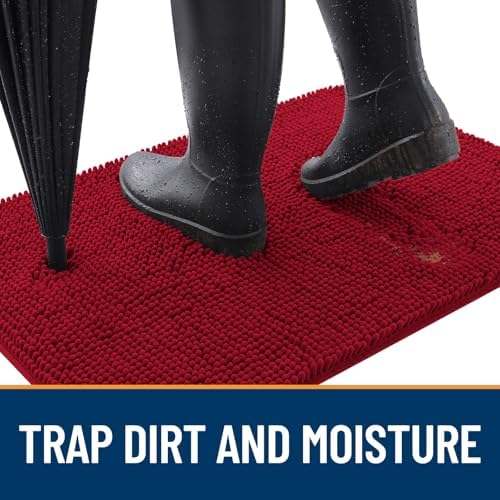 OLANLY Dog Door Mat for Muddy Paws 70x35, Super Absorbent Chenille Mud Mat