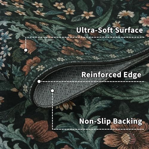 3x10 Floral Runner Rug for Kitchen Washable Hallway Runner Rug