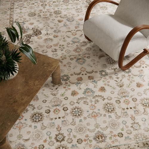 10x14 Area Rug Washable Rugs: Large Living Room Rug Stain Resistant Non Slip Distressed Vintage Low Pile Soft Carpet Rugs for Bedroom Farmhouse Dining Room Kids Playroom Nursery