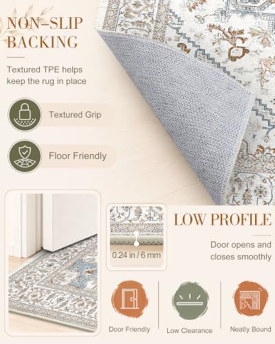 OLANLY 5x7 Washable Area Rugs, Soft Non Slip Carpet for Bedroom Living Room