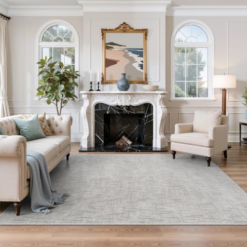 Valenrug Washable Rugs 5x7, High-Low Pile Area Rugs for Living Room, Grey