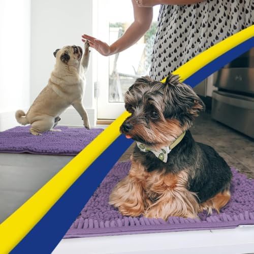 Muddy Mat® | Super Water Absorbent Door Mat Indoor, Microfiber Quick Dry Chenille Entryway Rug, Slip Resistant Front Door Mat, Indoor Mats for Entryway, Machine Washable Pet Rug, Lavender 24" x 40"