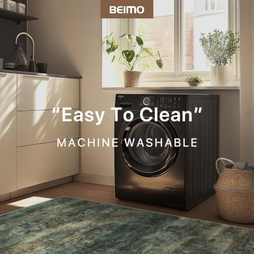 BEIMO 8x10 Area Rug for Bedroom, Smoky Green Washable Abstract Non Slip Rug
