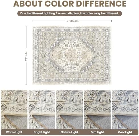 zesthome 8x10 Area Rugs for Living Room,Large Washable Rug,Beige