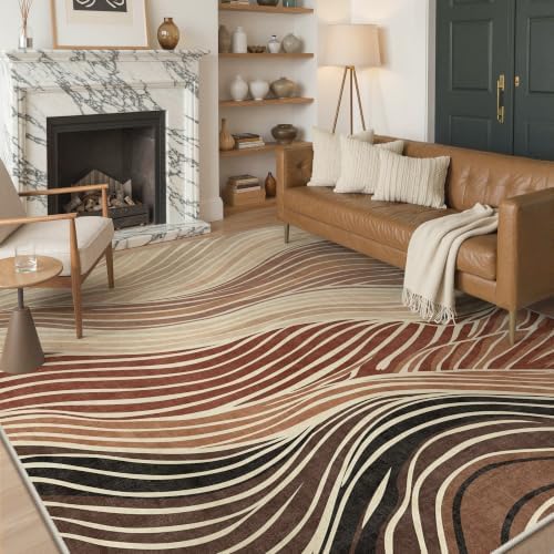 BEIMO 8x10 Area Rugs for Bedroom, Caramel Sand Washable Abstract Rug