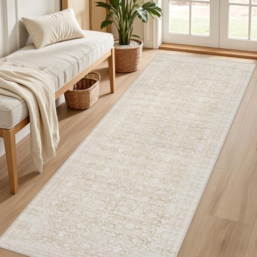 3x10 Hallway Washable Runner Rug: Kitchen Carpet Natural Beige