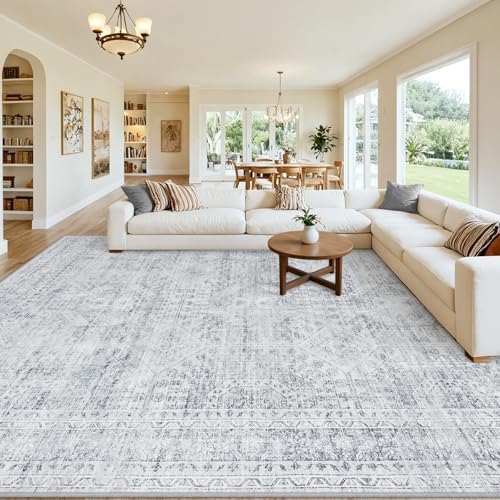 10x14 Area Rugs Living Room: Bedroom Neutral Washable Carpet Gray
