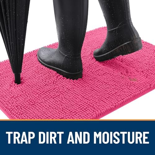 OLANLY Dog Door Mat for Muddy Paws 47x17, Super Absorbent Chenille Mud Mat