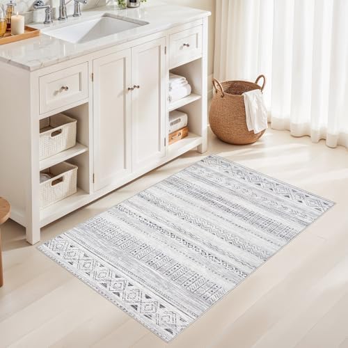 cotiled Washable 3x5 Entryway Rugs: Boho Moroccan Soft Small Rug