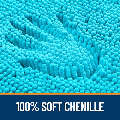 OLANLY Bathroom Runner Rugs 44x24, Soft Absorbent Chenille Bath Rugs, Rubber Backing Quick Dry, Machine Washable Long Bath Mats for Bathroom Floor, Tub and Shower, Home Decor Accessories, Aqua Sky