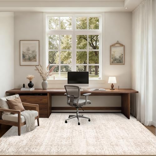 4x6 Area Rugs Living Room: Washable Rug for Bedroom Beige Brown