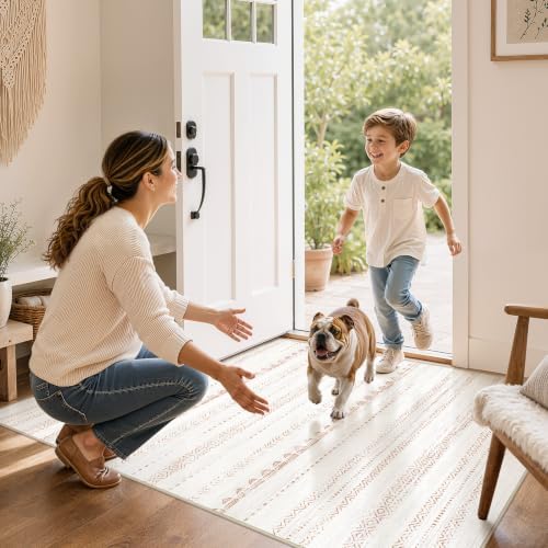Nakagishi Boho 3x5 Area Rug Living Room Rugs Machine Washable Beige/Brown