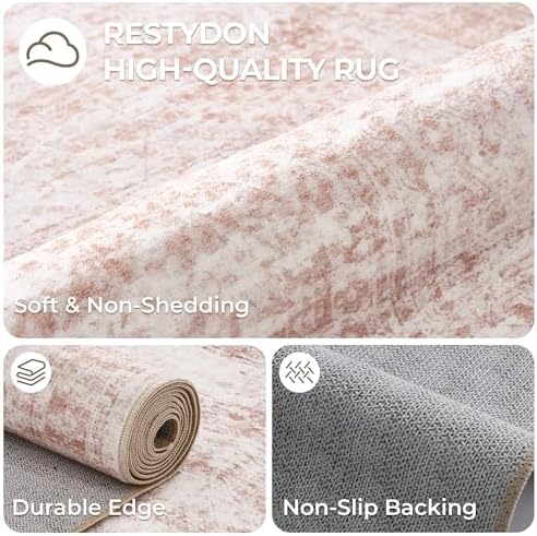 2x10 Runner Rug Non Slip,Washable Hallway Runner Rug,Pink