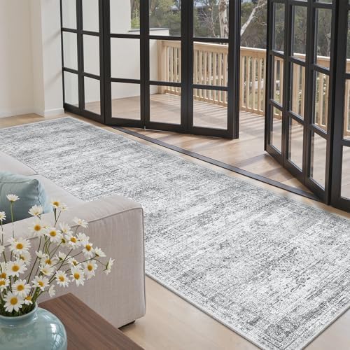 Soalmost Washable Kitchen Runner Rug 3x8 Hallway Entry Rugs Non-Slip, Grey