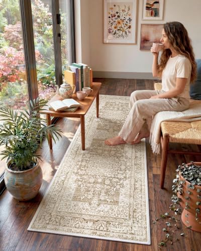Macgace Washable Vintage Area Rug for Kitchen, 2x6 Khaki Runner Rugs