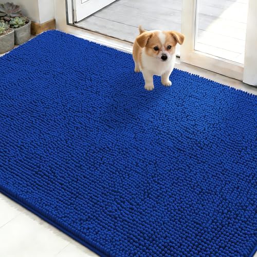 OLANLY Dog Door Mat for Muddy Paws 48x30, Super Absorbent Chenille Mud Mat